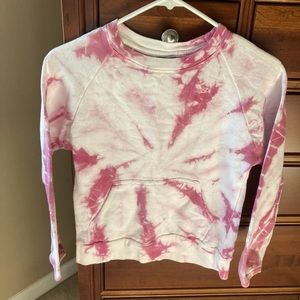 New Balance girls crewneck sweatshirt, size 10-12, pink and white, front pocket